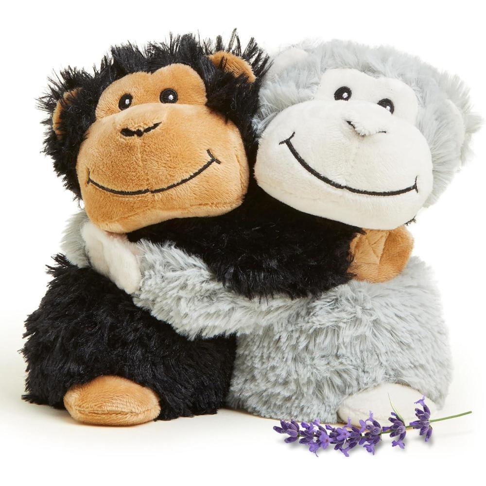 imagewarmies Hugs Duo Microwavable amp Weighted Stuffed Animals Monkey  Heated Stuffed Animal Plushie for Warmth amp Comfort  Cute Soft Plush Toys for Adults amp Children Boys Girls Babies amp Toddlers