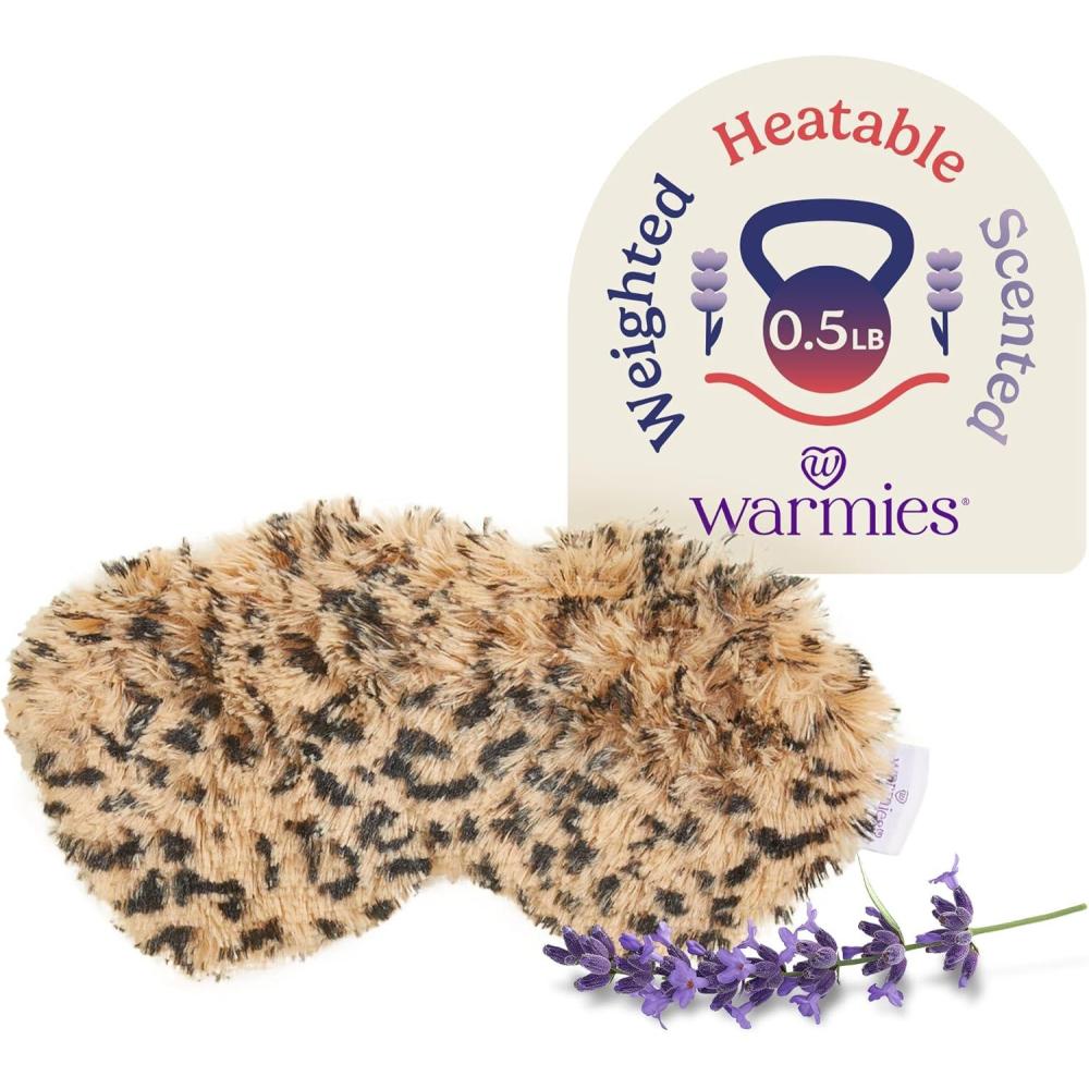 imagewarmies Microwavable Eye Mask for Warmth amp Comfort  Heating amp Cooling Compress for Calming Relaxation  Weighted amp Heated Eye Mask with Scented Lavender for Sleeping  CreamLeopard