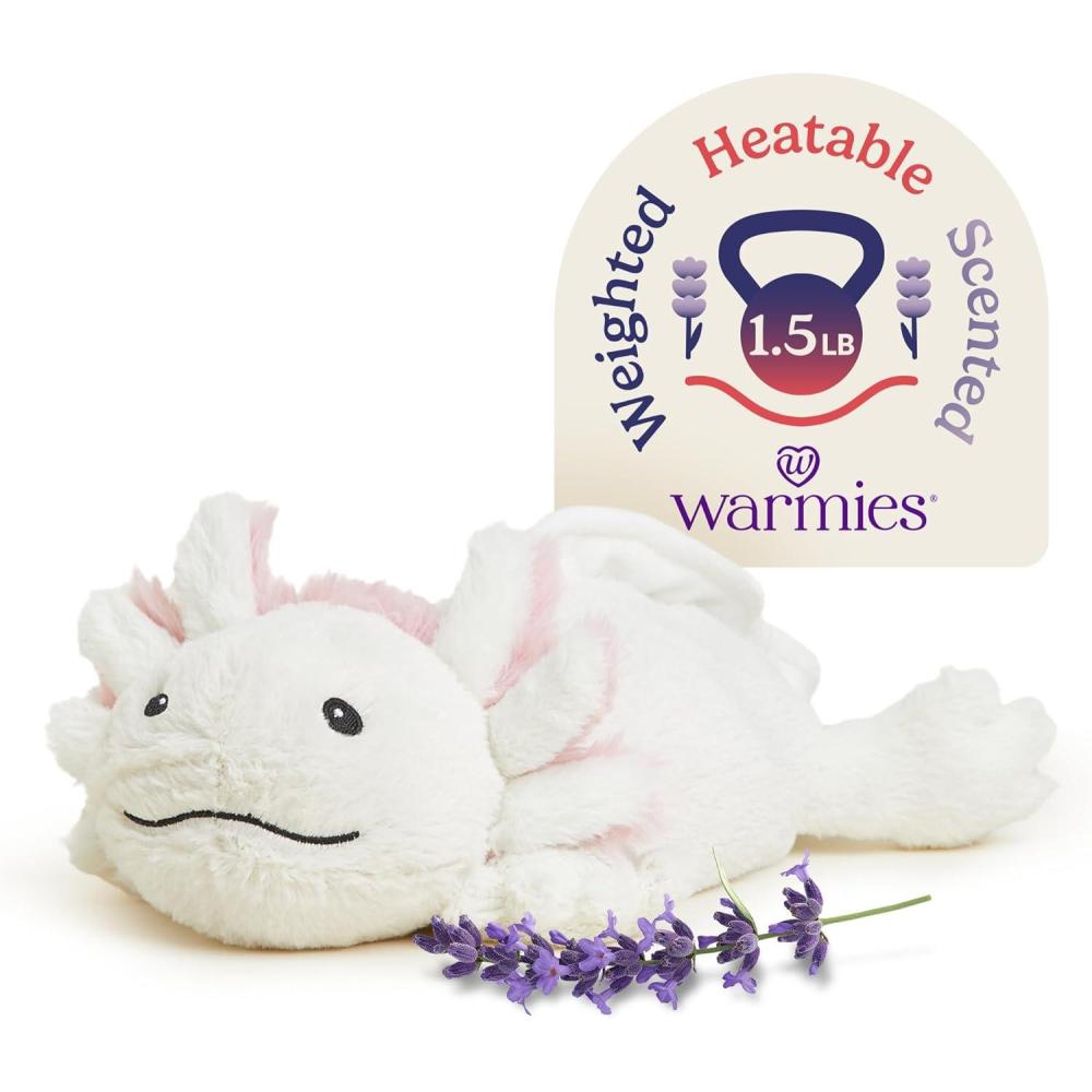 imagewarmies Microwavable amp Weighted Stuffed Animals Axolotl  Heated Stuffed Animal Plushie for Warmth amp Comfort  Cute Soft Plush Toys for Adults amp Children Boys Girls Babies amp ToddlersWhite
