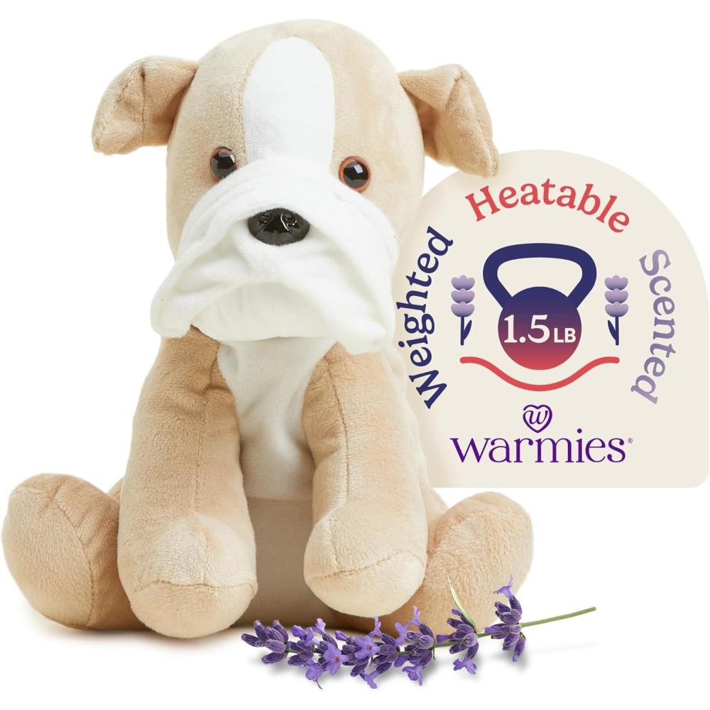imagewarmies Microwavable amp Weighted Stuffed Animals Bull Dog  Heated Stuffed Animal Plushie for Warmth amp Comfort  Cute Soft Plush Toys for Adults amp Children Boys Girls Babies amp Toddlers