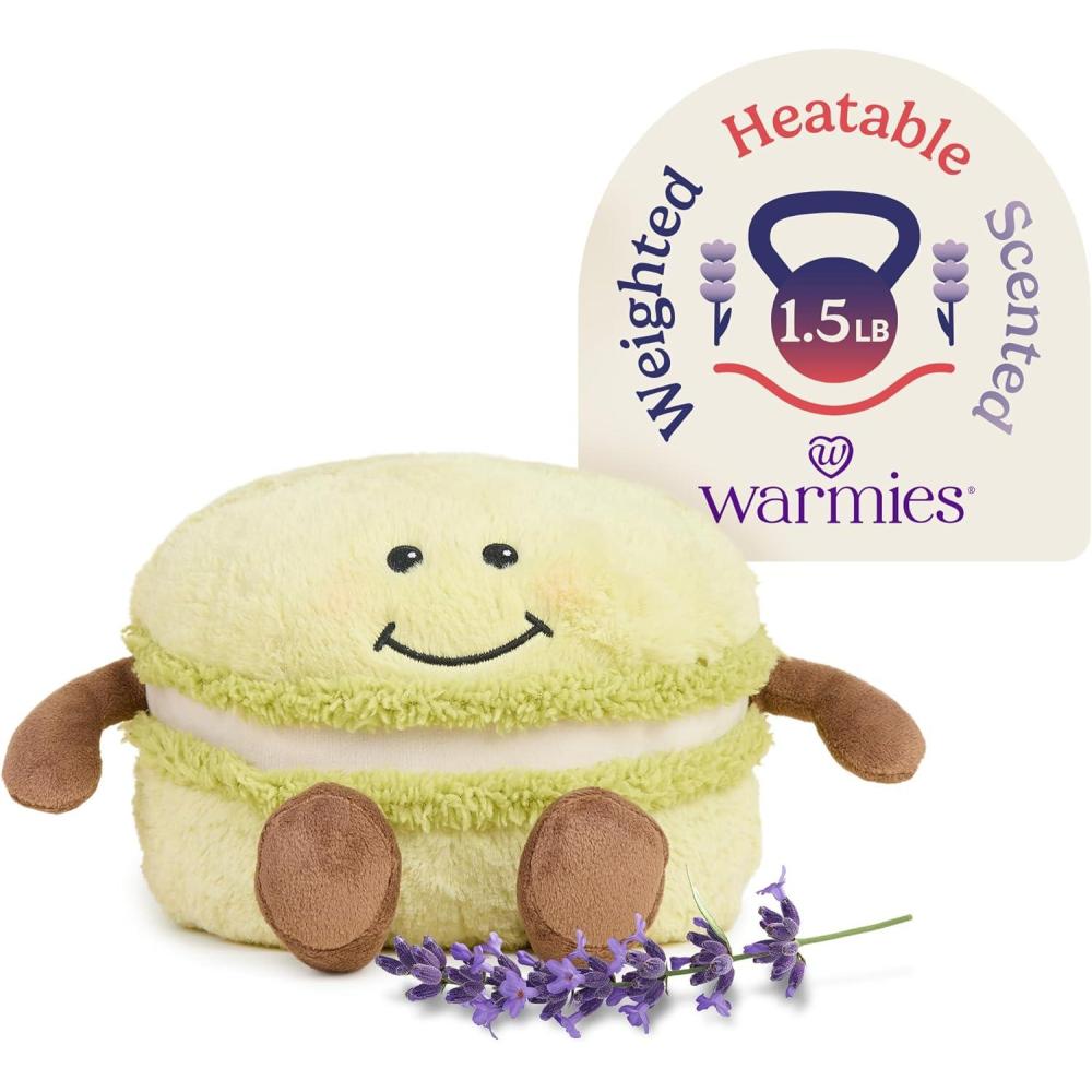 imagewarmies Microwavable amp Weighted Stuffed Animals Green Macaroon  Heated Stuffed Animal Plushie for Warmth amp Comfort  Cute Soft Plush Toys for Adults amp Children Boys Girls Babies amp Toddlers