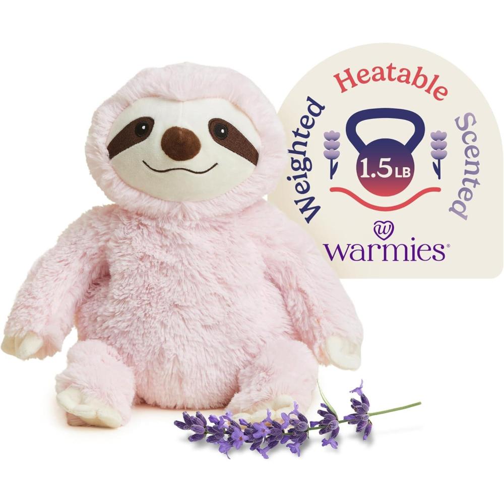 imagewarmies Microwavable amp Weighted Stuffed Animals Sloth  Heated Stuffed Animal Plushie for Warmth amp Comfort  Cute Soft Plush Toys for Boys Girls Babies amp ToddlersPink