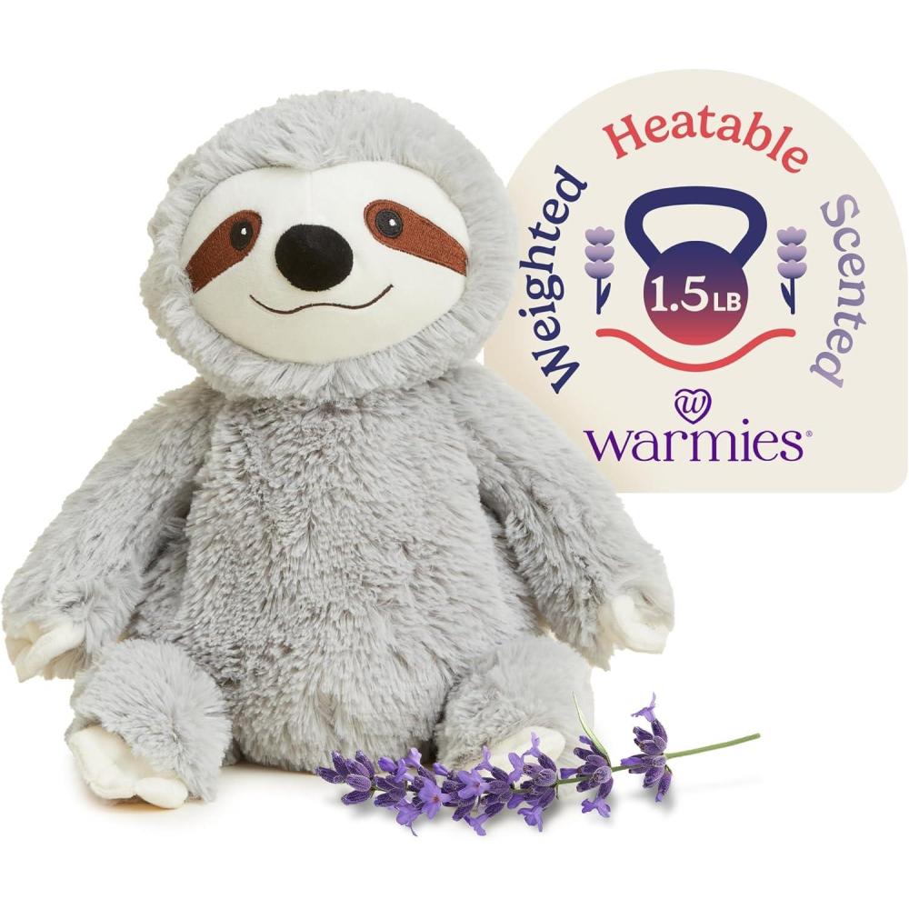 imagewarmies Microwavable amp Weighted Stuffed Animals Sloth  Heated Stuffed Animal Plushie for Warmth amp Comfort  Cute Soft Plush Toys for Boys Girls Babies amp ToddlersGray