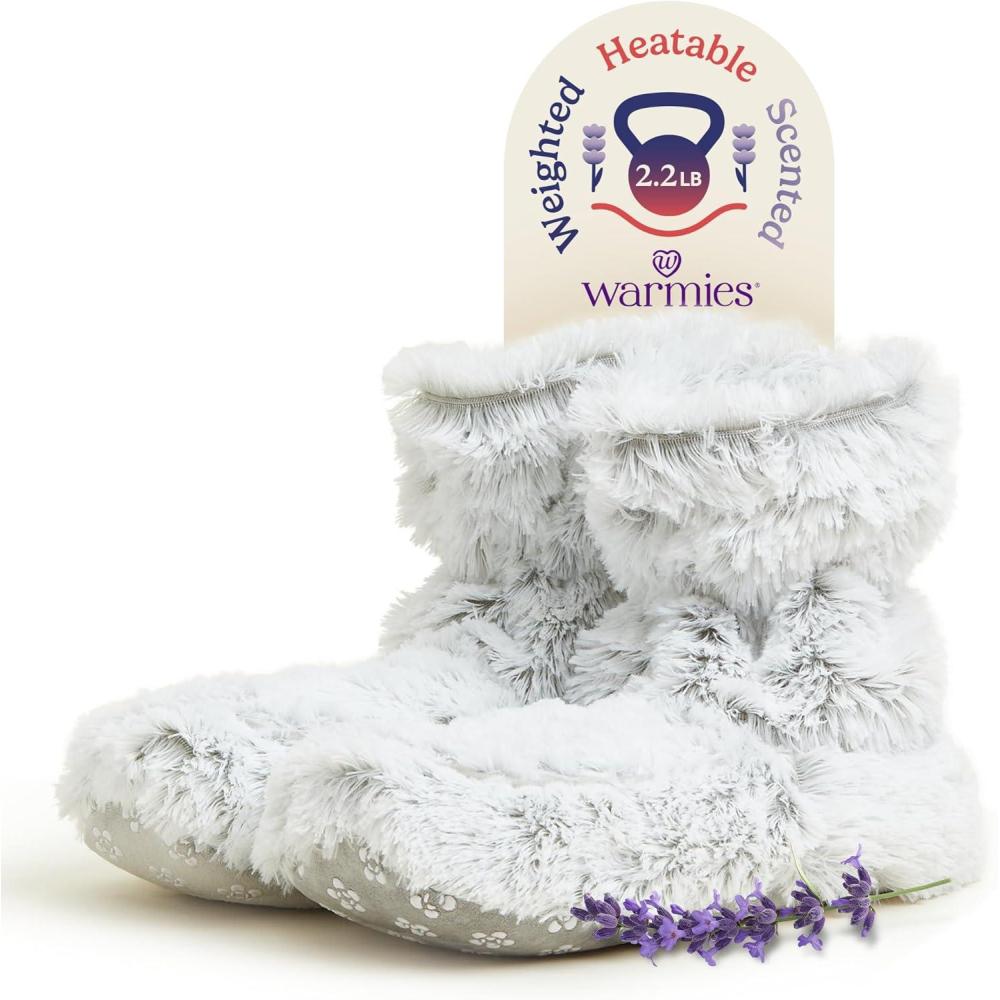 imagewarmies Microwaveable House Slipper Boots for Women  Womens Shoe Sizes 610  Comfy Soft amp Fuzzy Indoor Bootie Slipper with Backs amp Memory Foam Soles  Cozy Warm Slip On BootsGrey