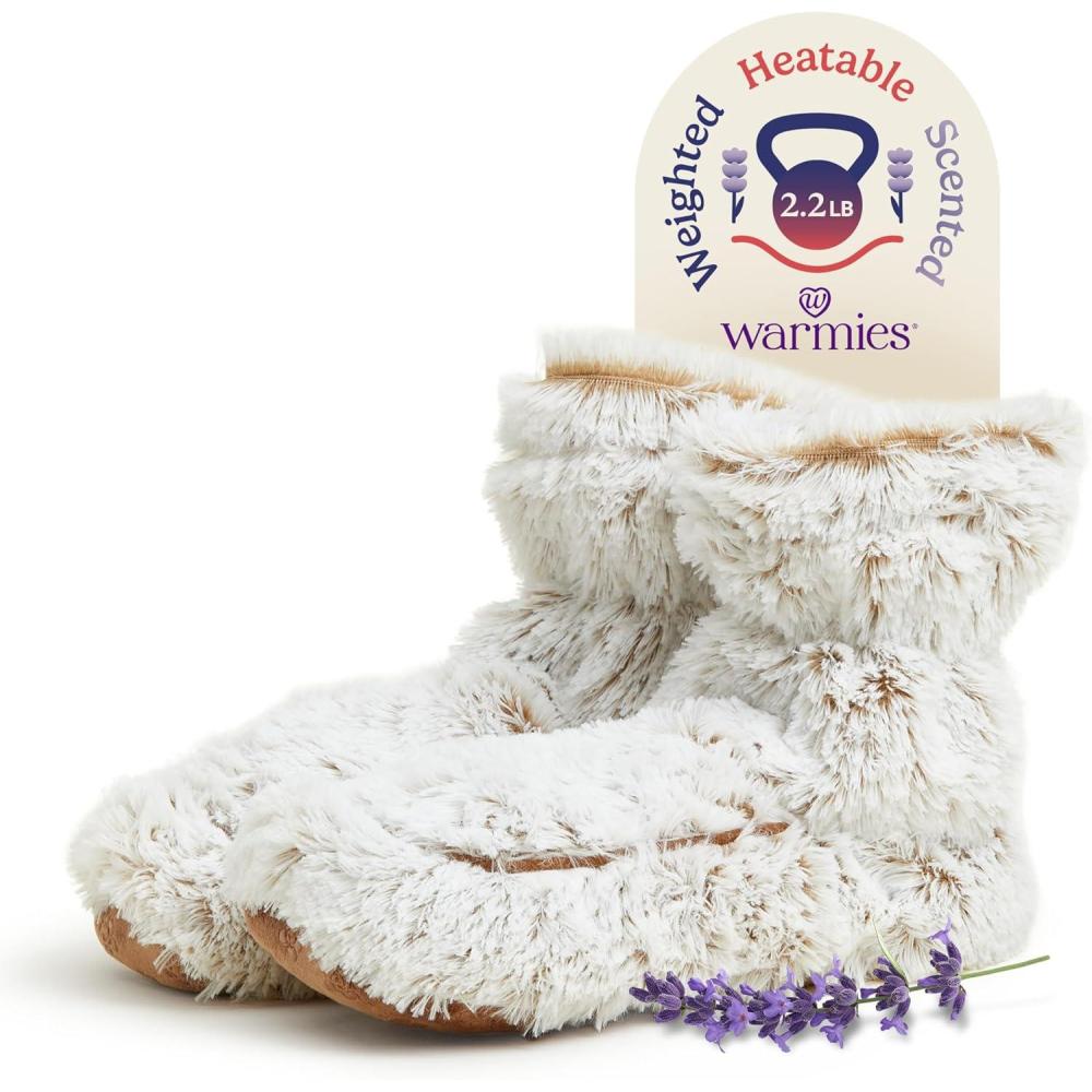 imagewarmies Microwaveable House Slipper Boots for Women  Womens Shoe Sizes 610  Comfy Soft amp Fuzzy Indoor Bootie Slipper with Backs amp Memory Foam Soles  Cozy Warm Slip On BootsBrown