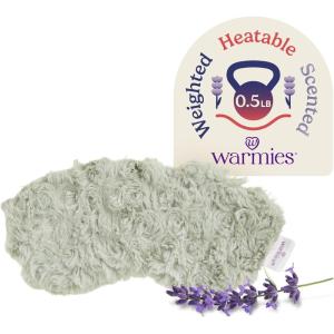 warmies Microwavable Eye Mask for Warmth & Comfort – Heating & Cooling Compress for Calming Relaxation – Weighted & Heated Eye Mask with Scented Lavender for Sleeping – Cream(Curly Sage Green)