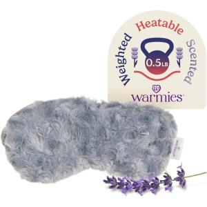 warmies Microwavable Eye Mask for Warmth & Comfort – Heating & Cooling Compress for Calming Relaxation – Weighted & Heated Eye Mask with Scented Lavender for Sleeping – Cream(Curly Gray)