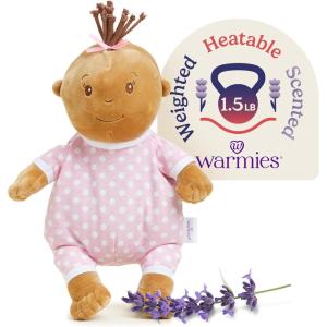 warmies Microwavable & Weighted Stuffed Animals, Baby Girl Darker Skin – Heated Stuffed Animal Plushie for Warmth & Comfort – Soft Plush Toys for Adults & Children (Boys, Girls, Babies & Toddlers)