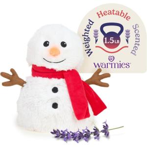 warmies Microwavable & Weighted Stuffed Animals, Red Scarf Snowman – Heated Stuffed Animal Plushie for Warmth & Comfort – Cute Soft Plush Toys for Adults & Children (Boys, Girls, Babies & Toddlers)