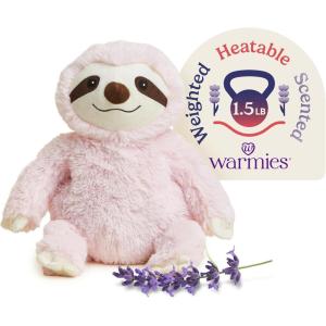 warmies Microwavable & Weighted Stuffed Animals, Sloth – Heated Stuffed Animal Plushie for Warmth & Comfort – Cute Soft Plush Toys for Boys, Girls, Babies & Toddlers(Pink)