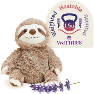warmies Microwavable & Weighted Stuffed Animals, Sloth – Heated Stuffed Animal Plushie for Warmth & Comfort – Cute Soft Plush Toys for Boys, Girls, Babies & Toddlers(Brown)