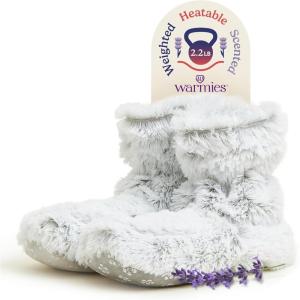 warmies Microwaveable House Slipper Boots for Women – Womens Shoe Sizes 6-10 – Comfy, Soft & Fuzzy Indoor Bootie Slipper with Backs & Memory Foam Soles – Cozy Warm Slip On Boots(Grey)