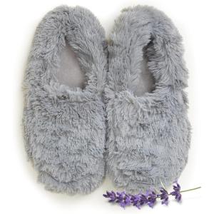 warmies Microwaveable House Slippers for Women – Womens Shoe Sizes 6-10 – Plush, Soft & Fuzzy Indoor Slippers with Backs & Non-Slip Memory Foam Soles – Cozy Warm Ladies Slipper for Winter – Gray(Grey)