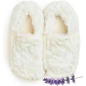 warmies Microwaveable House Slippers for Women – Womens Shoe Sizes 6-10 – Plush, Soft & Fuzzy Indoor Slippers with Backs & Non-Slip Memory Foam Soles – Cozy Warm Ladies Slipper for Winter – Gray(Cream)