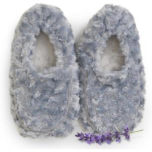 warmies Microwaveable House Slippers for Women – Womens Shoe Sizes 6-10 – Plush, Soft & Fuzzy Indoor Slippers with Backs & Non-Slip Memory Foam Soles – Cozy Warm Ladies Slipper for Winter – Gray(Curly Gray)