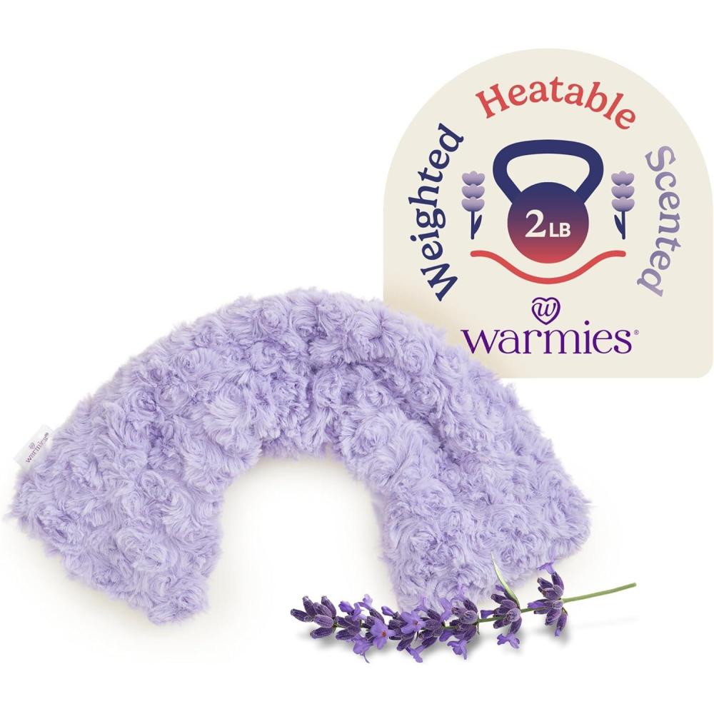 imagewarmies Microwavable Neck amp Shoulder Wrap  Heating amp Cooling Plush Pad for Calming Relaxation  Weighted amp Heated Neck Warmer with Scented Lavender  Microwave Heat Pad for Aches amp Pain  PurpleCurly Purple