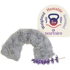 warmies Microwavable Neck & Shoulder Wrap – Heating & Cooling Plush Pad for Calming Relaxation – Weighted & Heated Neck Warmer with Scented Lavender – Microwave Heat Pad for Aches & Pain – Purple(Curly Gray)