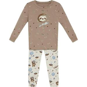 warmies Unisex Pajamas for Toddler Boys & Girls – 100% Cotton Fabric, Children Sleepwear – Sloth Animal Print Pattern Beige