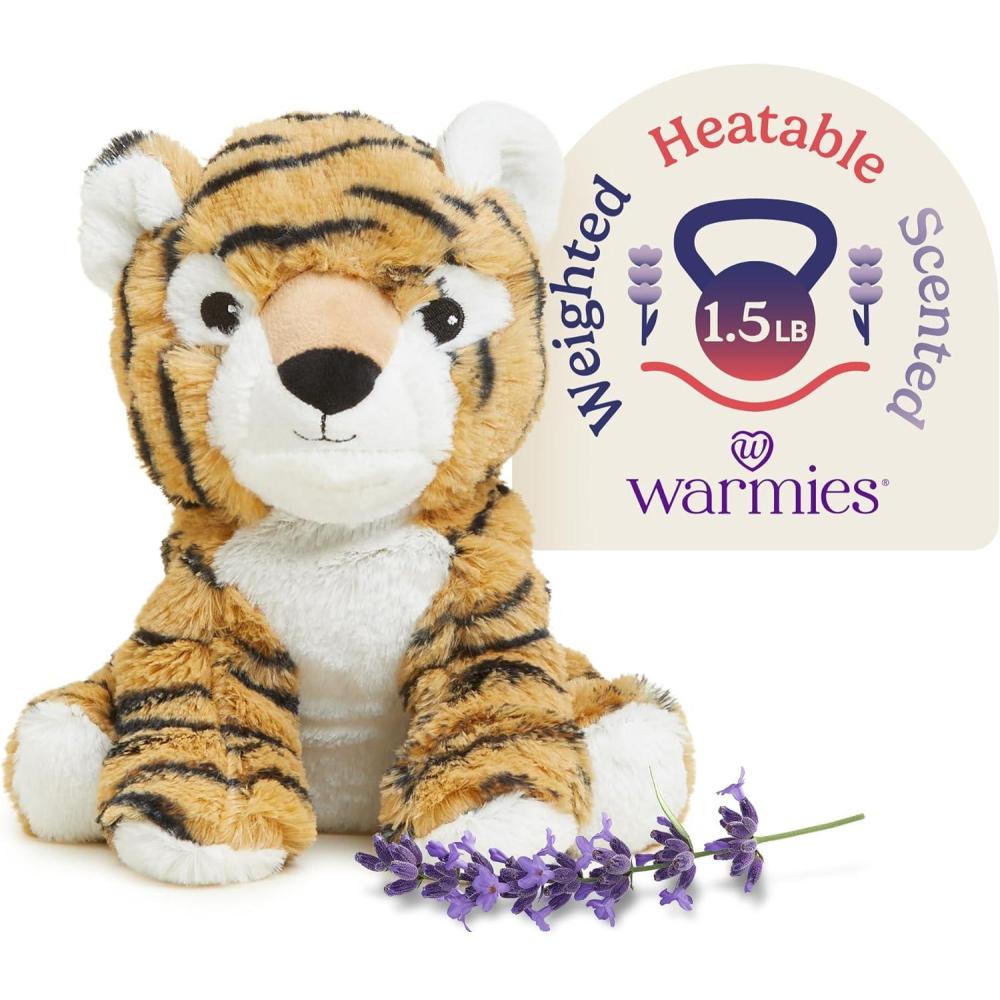 imagewarmies Microwavable amp Weighted Stuffed Animals Tiger  Heated Stuffed Animal Plushie for Warmth amp Comfort  Cute Soft Plush Toys for Adults amp Children Boys Girls Babies amp Toddlers