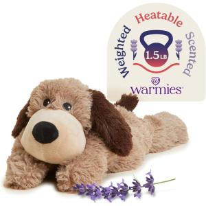 warmies Microwavable & Weighted Stuffed Animals, Brown Dog – Heated Stuffed Animal Plushie for Warmth & Comfort – Cute Soft Plush Toys for Adults & Children (Boys, Girls, Babies & Toddlers)
