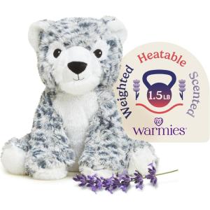 warmies Microwavable & Weighted Stuffed Animals, Snow Leopard – Heated Stuffed Animal Plushie for Warmth & Comfort – Cute Soft Plush Toys for Adults & Children (Boys, Girls, Babies & Toddlers)(Snow Leopard)