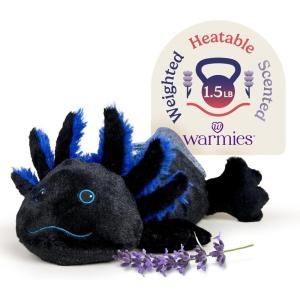 warmies Microwavable & Weighted Stuffed Animals, Blue Axolotl – Heated Stuffed Animal Plushie for Warmth & Comfort – Cute Soft Plush Toys for Adults & Children (Boys, Girls, Babies & Toddlers)(Black)